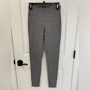 Express Black White Plaid High Rise Stretch Fabric Leggings Women’s Size XS